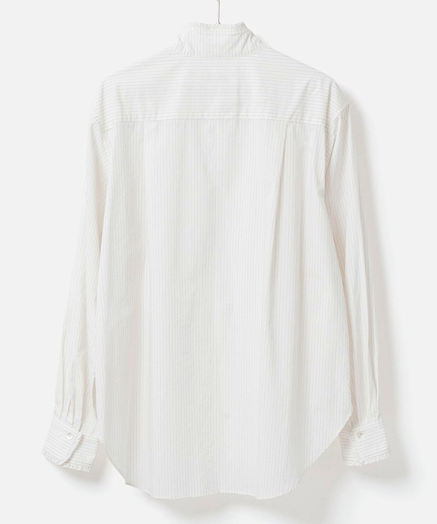 Gathered ruffle shirt(生成色:ストライプ) 綿 / 2way / ワッシャー加工 / 手洗可 / FS252-45085