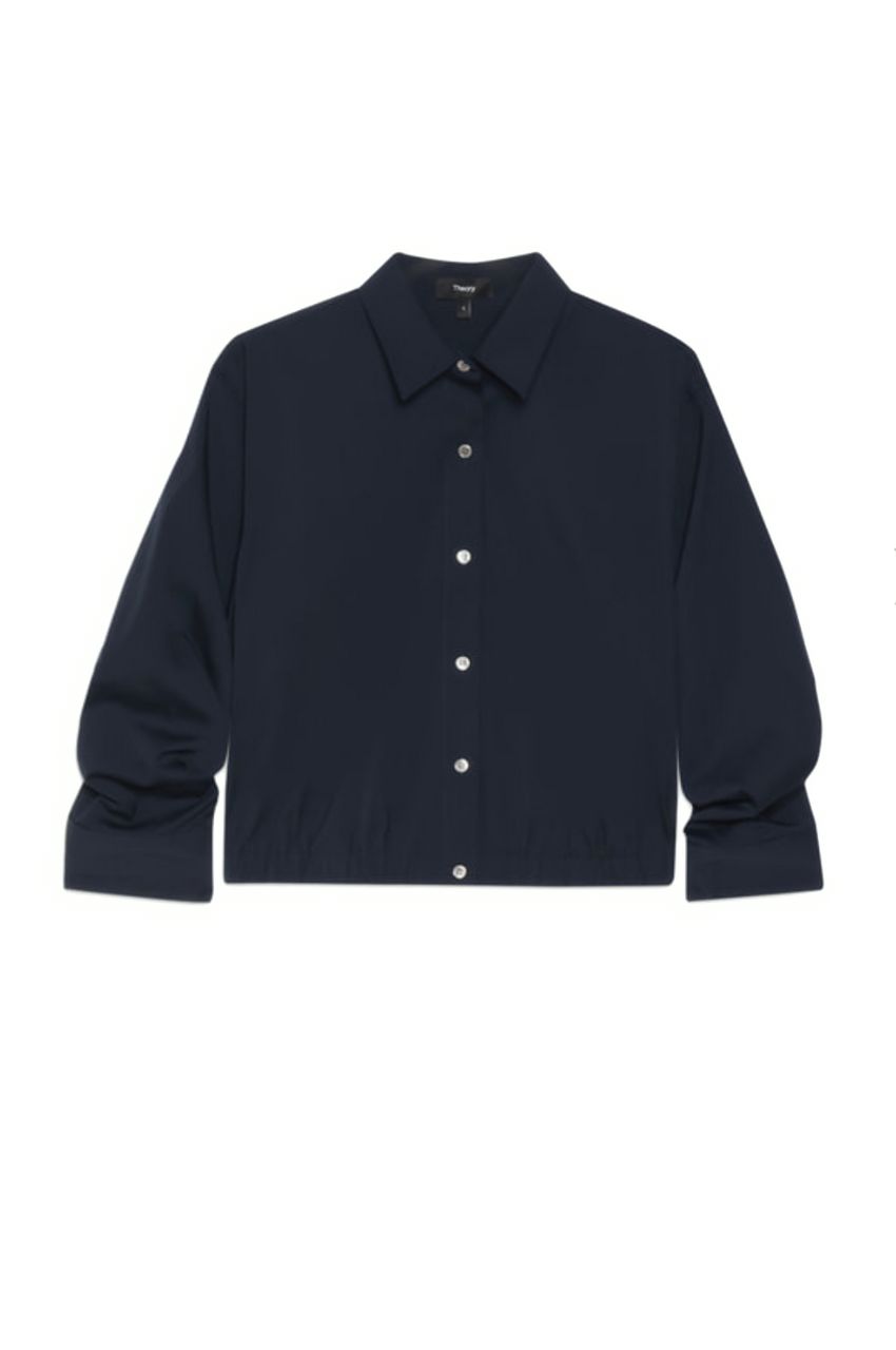 Cotton Shirting Fixed Sleeve Shirt(ニューネイビー) / 綿 / ウォッシャブル / 01-5108206