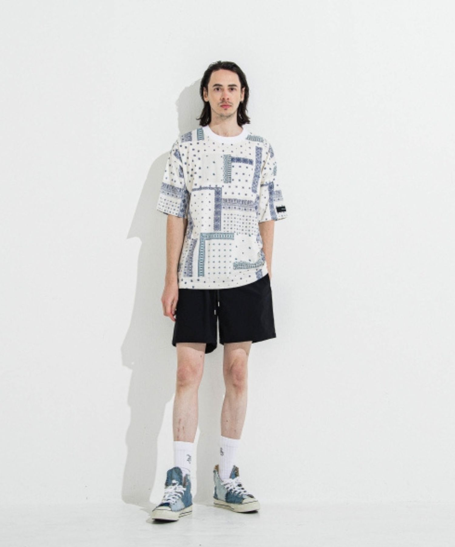 BANDANA OVER  TEE (WHITE) コットン / オーバーサイズ / オーガニックコットン / 5部袖 / RC36-T-009