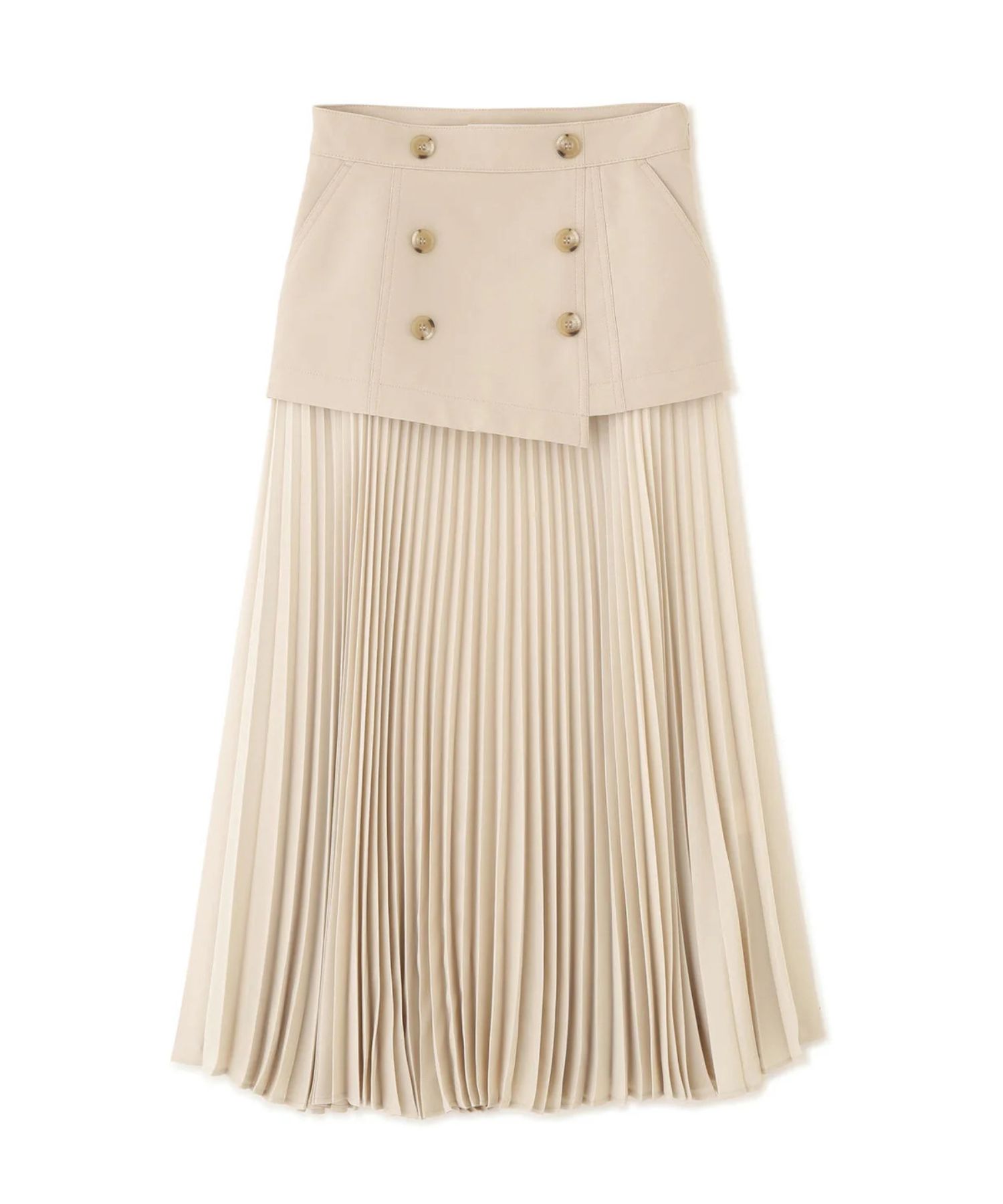 ソフトオックスプリーツスカート(ベージュ)ポリエステル100% / ストレッチあり / 前ポケット×2 / 0316120203