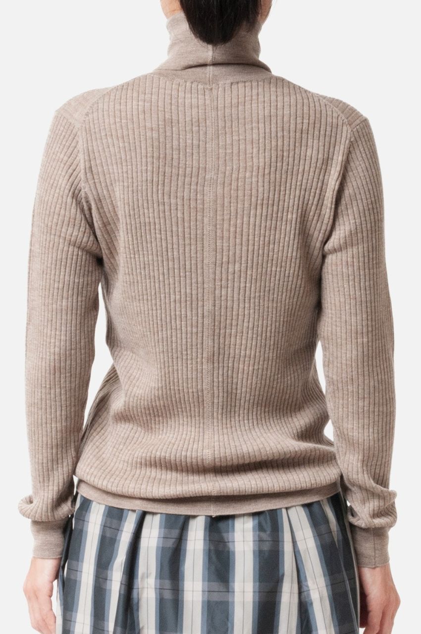 Turtleneck Rib Knit (ベージュ) 毛 / フィット感有り /Biella Yarn/ 柔らかい   /FN242-11451