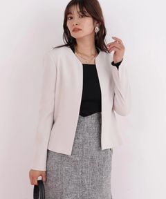 キーネックペプラムジャケット (ベージュ)アセテート / ストレッチなし / 裏地付き / 前ホックあき / 肩パットあり / 0316150112