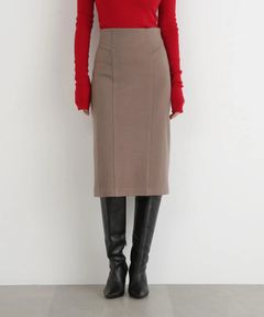 ウールスムースカッティングタイトスカート(モカ)アクリル / ストレッチあり / 裏地付き / 左ファスナー / 膝がすっぽり隠れる丈 / 0315220116