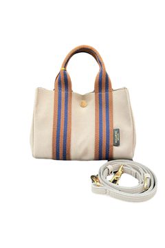 GINO / V-2222 / Taupe（Brown × Navy）マイクロファイバースエードトートバッグ / Sサイズ / ジーノ（トープ / ブラウン / ネイビー）ナイロン / ポリウレタン / スナップボタン開閉【正規販売店】