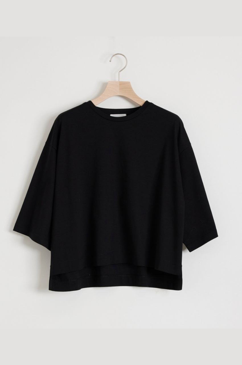 オーバーサイズTシャツ (ブラック) コットン / クロップド丈 / ウォッシャブル