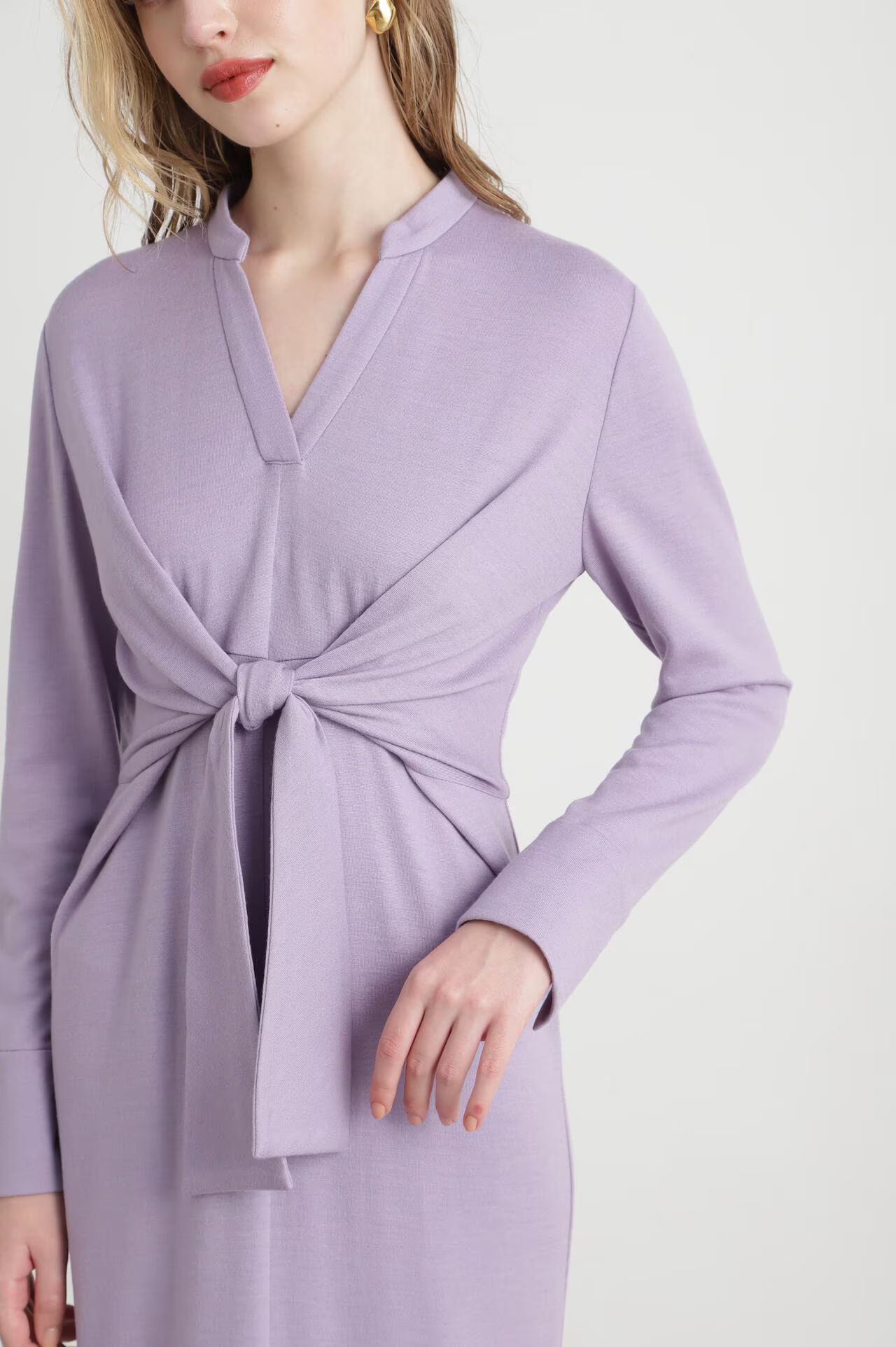 ウエストリボンジャージワンピース (パープル) / ウール / ストレッチ / キャミワンピ付き / 0315140213