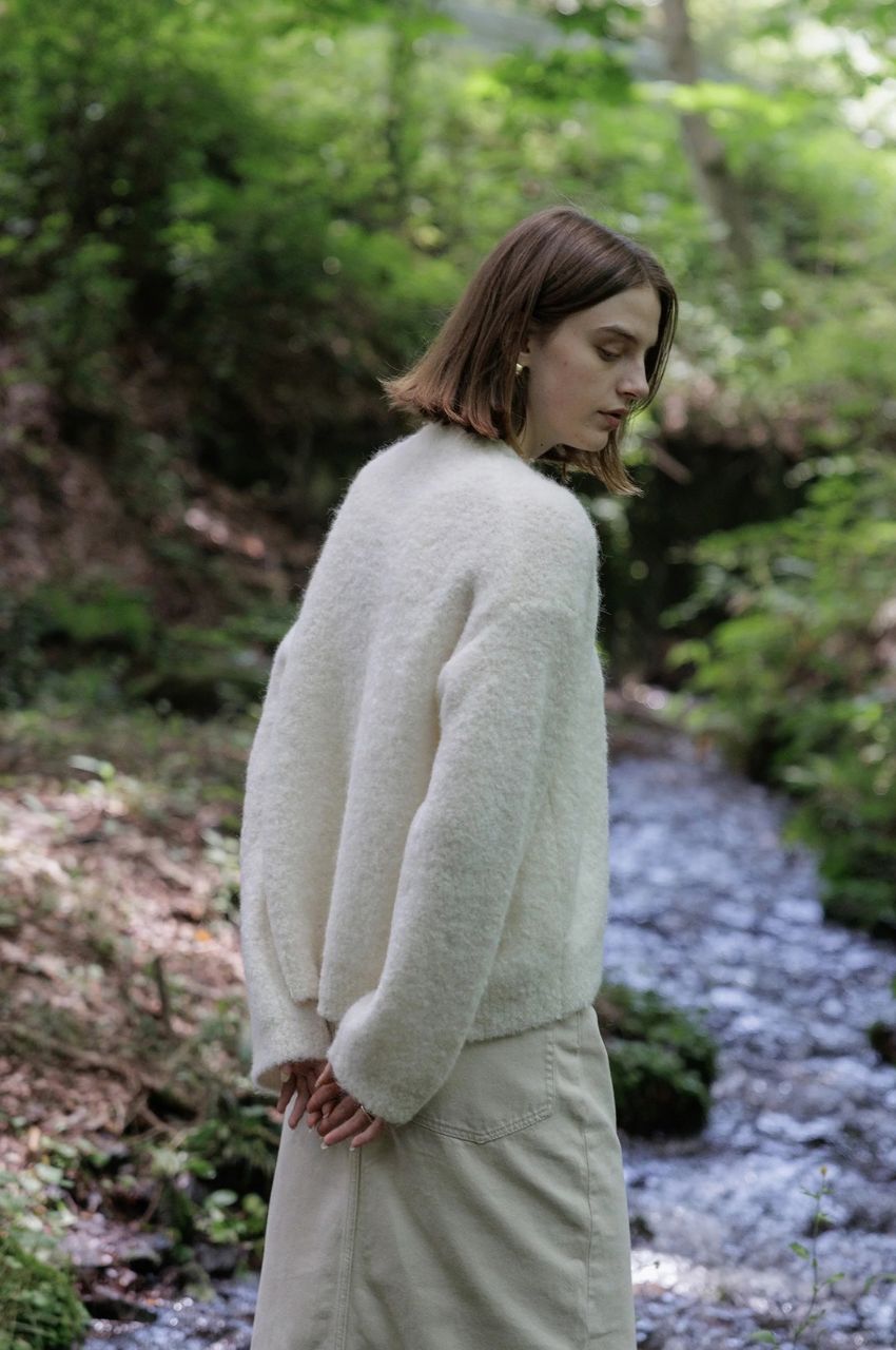 Alpaca loop loose pullover (WHITE) アルパカ / クルーネック / 軽量 / 静電気防止加工 / CT24320