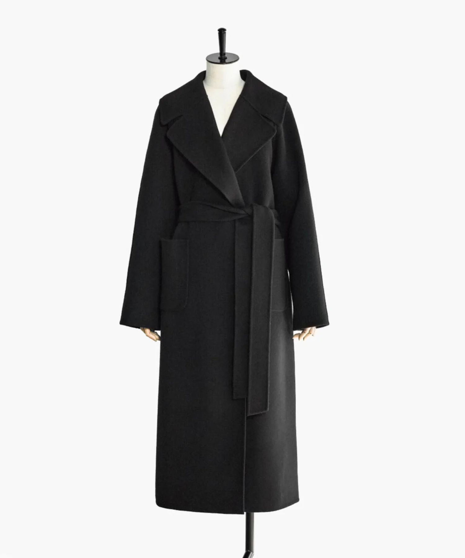 ビックカラーリバーコート(ブラック)羊毛 / 袖裏付き / ストレッチなし / ポケット×2 / 0315252016