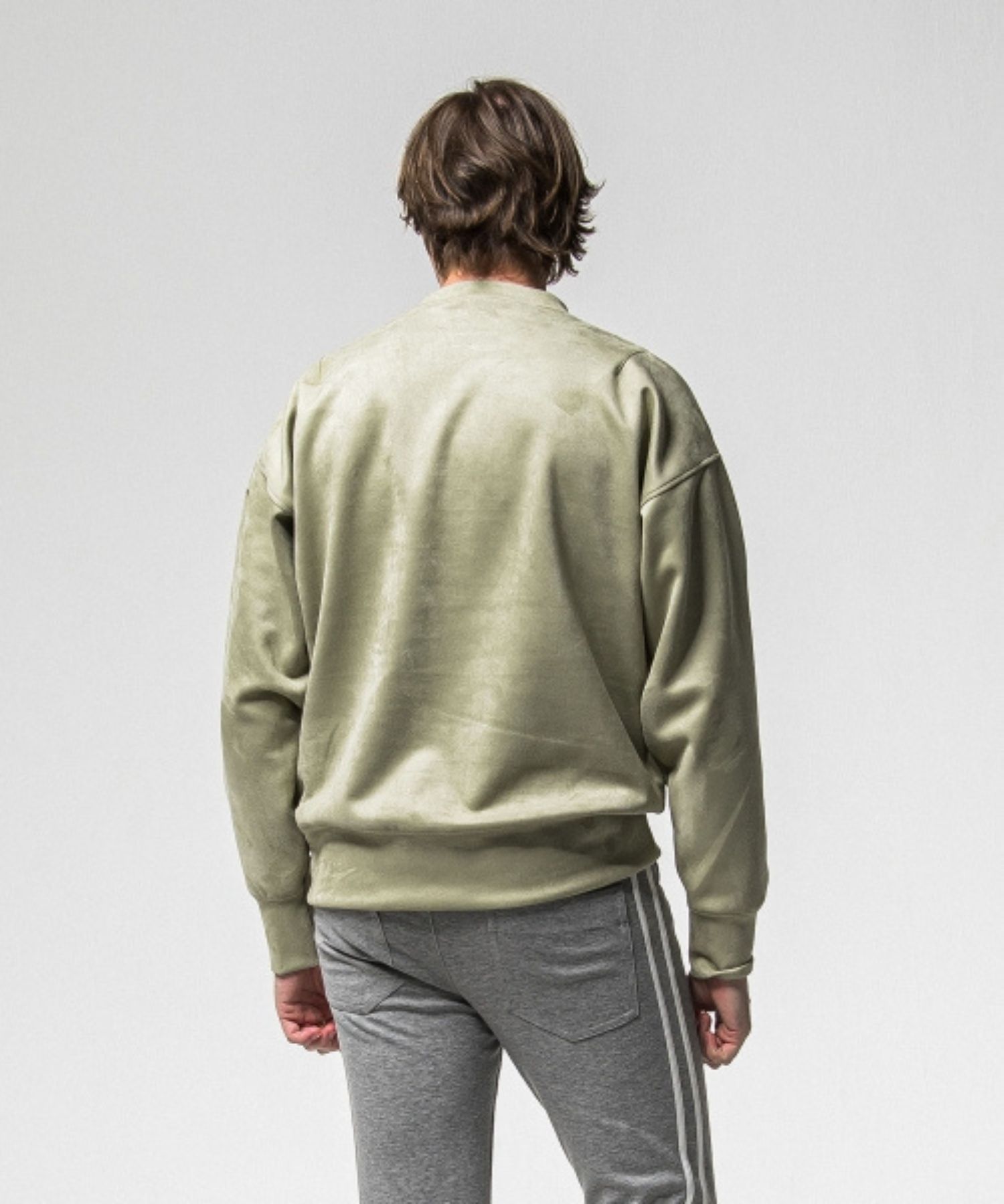 suede drop trainer ( KHAKI ) ポリエステル / スウェードジャージ / ストレッチ素材 / オーバーシルエット /RC38-C-005