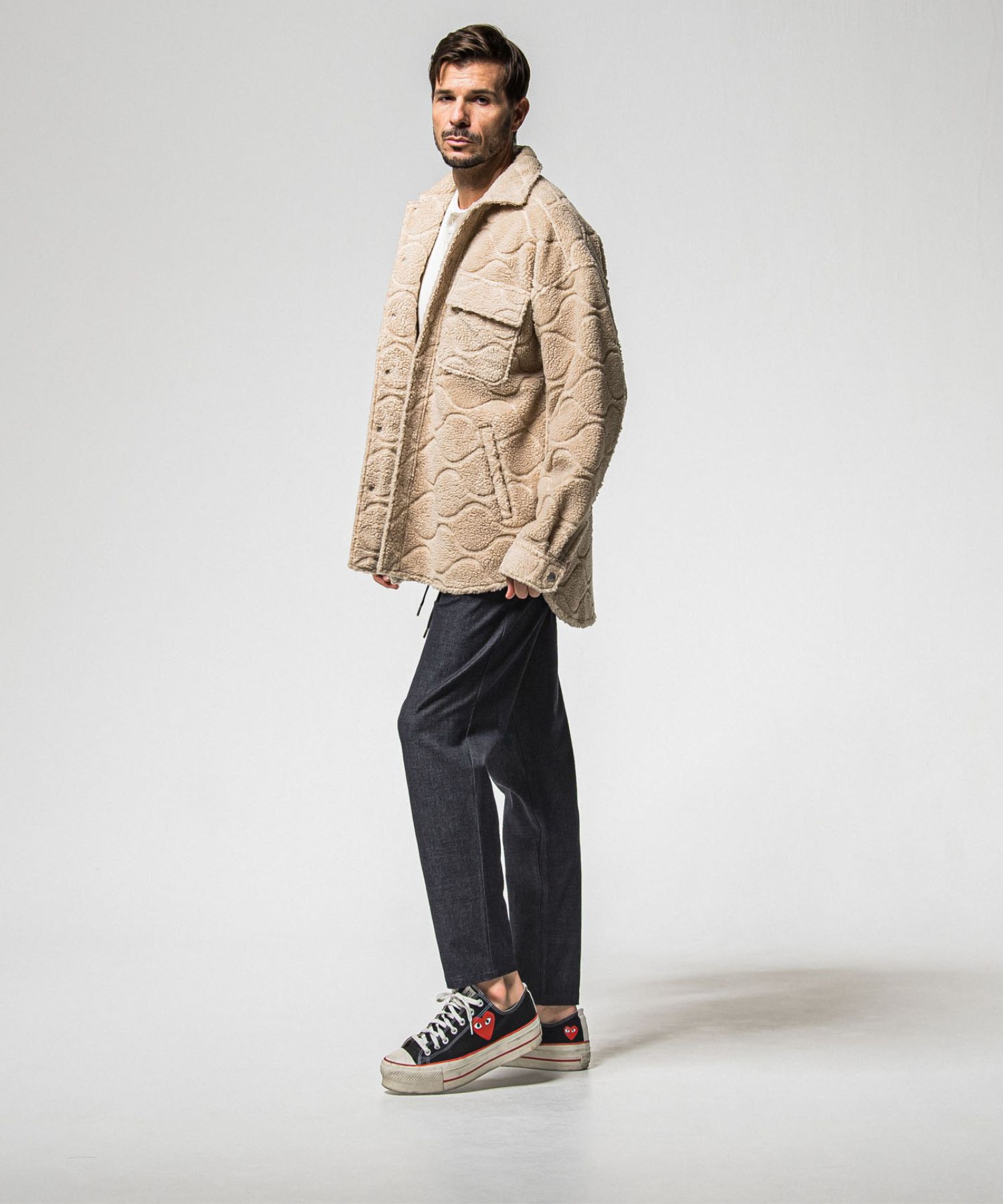 PAT WIDE EASY PANTS ( DENIM )  RAYON / 高機能素材 / ベルトループ付き /  ストレッチ  / 手洗可 / RC38-ST-036BN