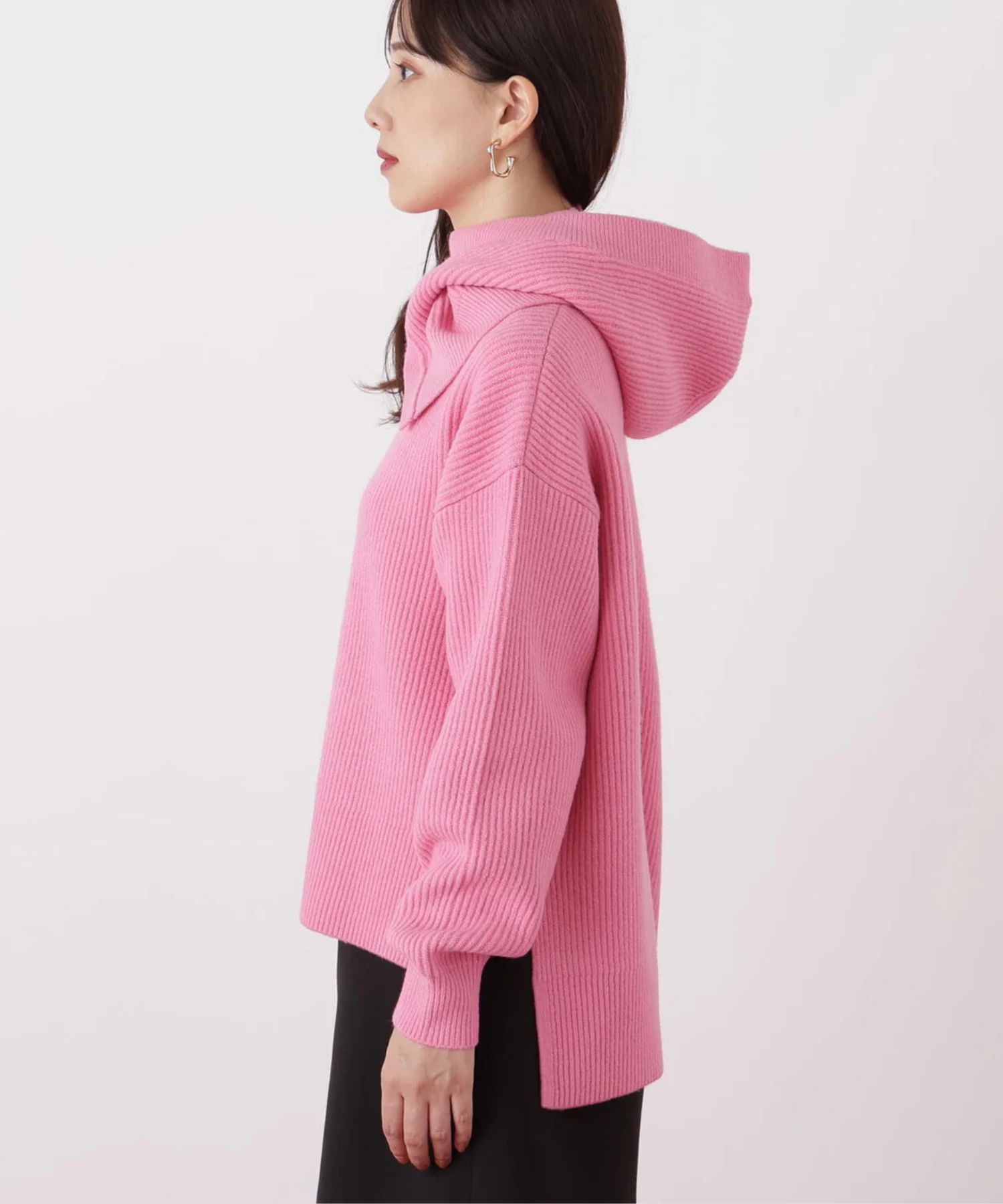 フードスヌード付きニットプルオーバー(ピンク)アクリル / ストレッチあり / かぶって着用 / スヌード付き/ 0316170131