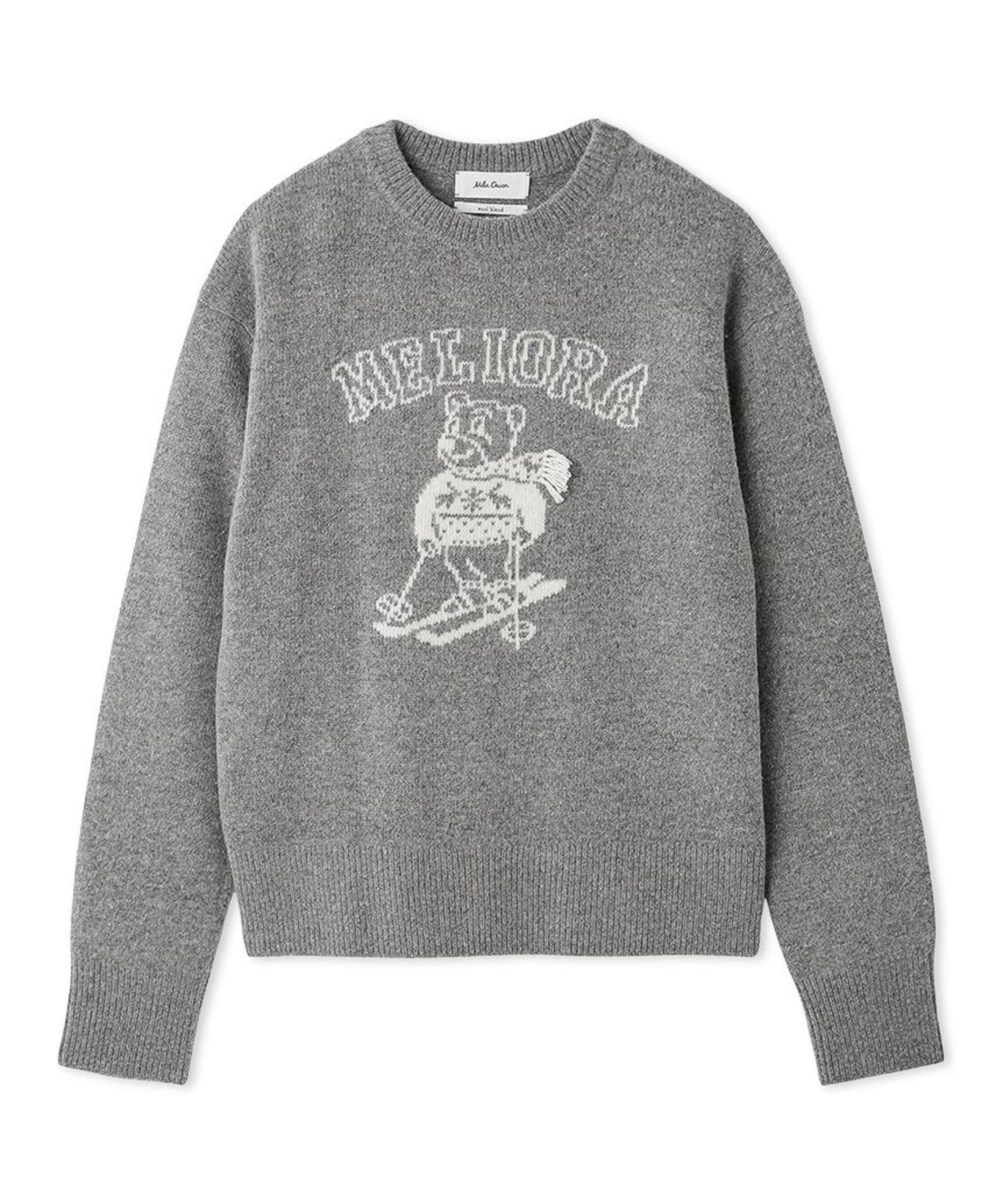 MILAOクルーネックジャガードニット (GRY  ) ウール /ジャガードベア / 短め丈 / やや厚手 / 09WNT255134