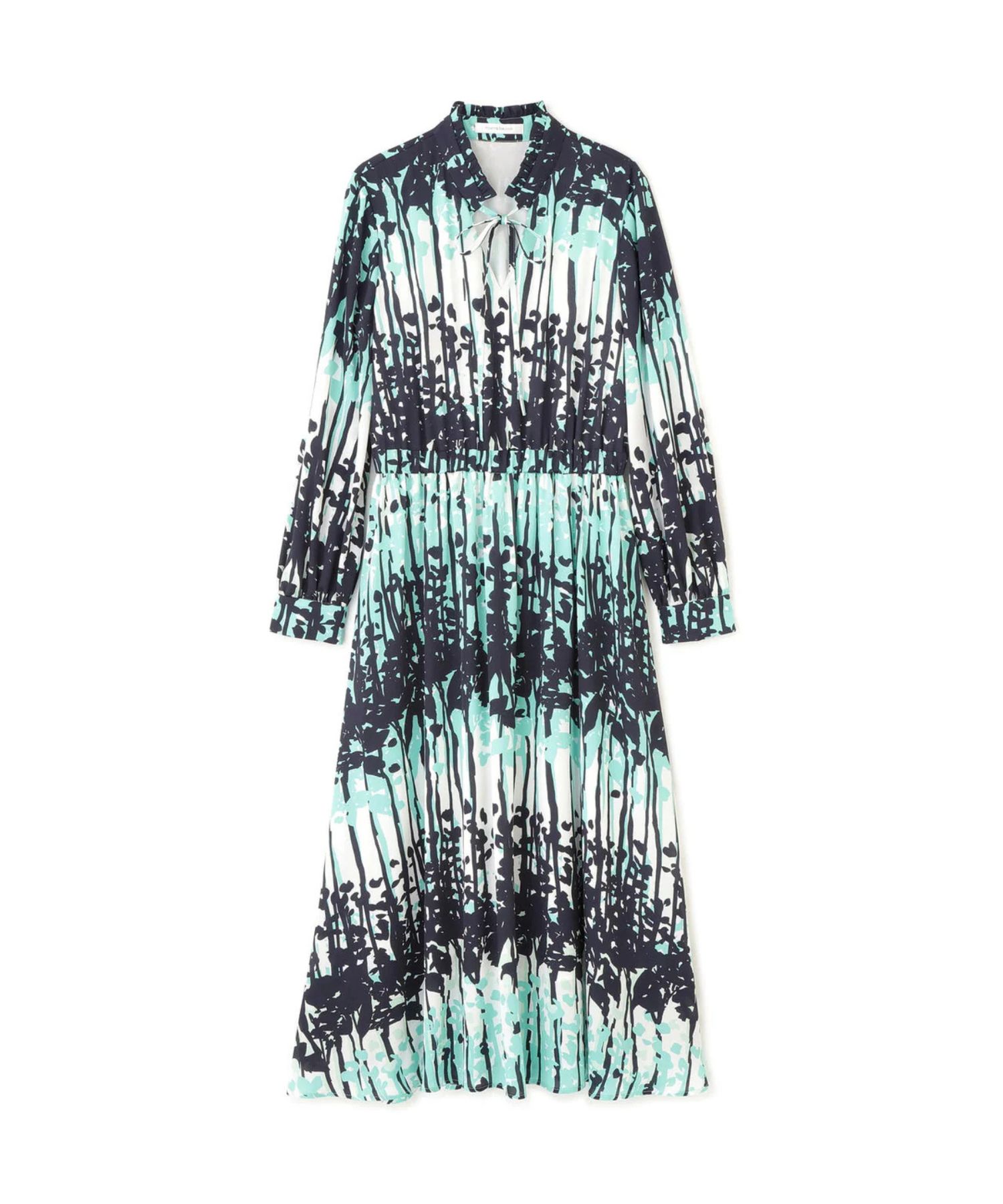 インクフォレストプリントワンピース(ミントグリーン系)ポリエステル / 身頃のみ裏付き / ファスナーなし / 被って着用 / スリットなし / 6140200