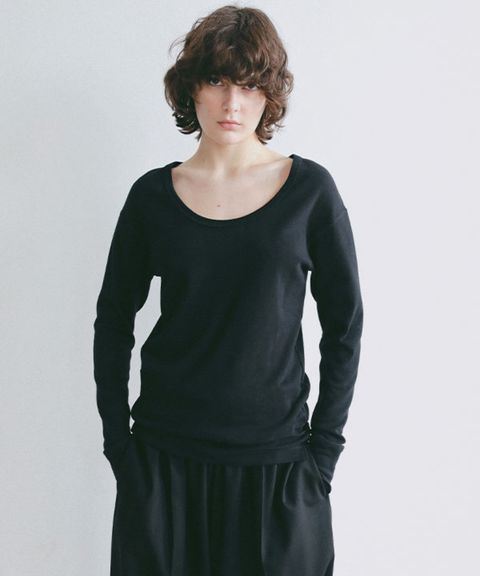 オーガニックコットンUネックロンTee(ブラック) 綿 / ウォッシャブル / 手洗い可 / 1226112042