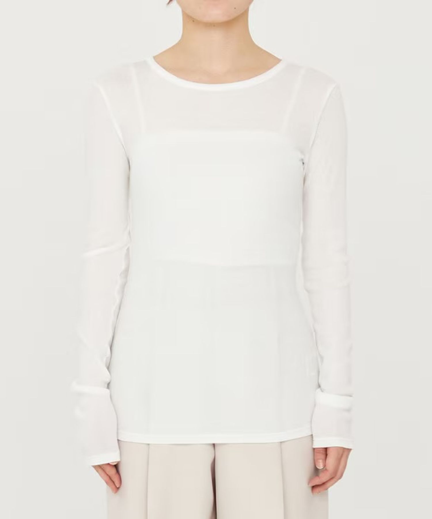 アルビニスタシフォンテレコボートネックカットソー(オフ) 綿 / ウォッシャブル / クルーネック / KKUVCA0205