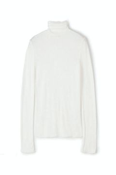コットンシルクリブ タートルネックプルオーバー (ホワイト) コットン /シルク混 / / ソフトタッチ / 手洗い可 / 11-03-14-03101