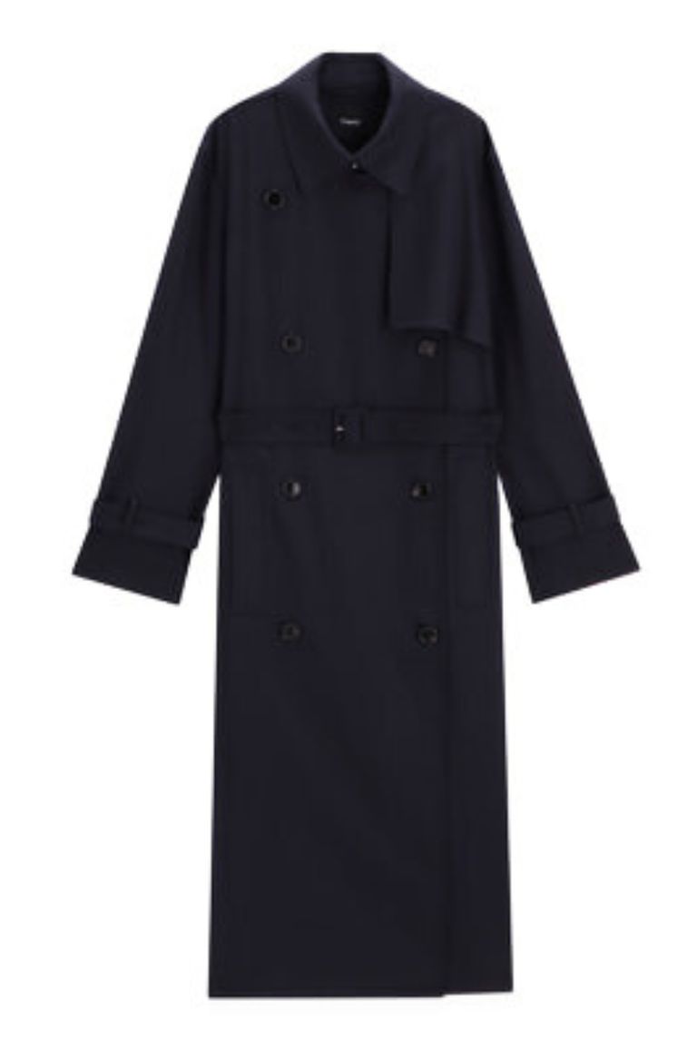 Theory - Wool PL Flannel Relaxed Trench(ダークネイビー) / 毛 / 袖裏地 / 01-4309604 |  LA FEMME