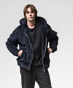 BOA zip loose hoodie (NAVY) ポリエステル / サイドパッチポケット / オーバーサイズ /ドロップショルダー / 軽量 /   RC38-C-007