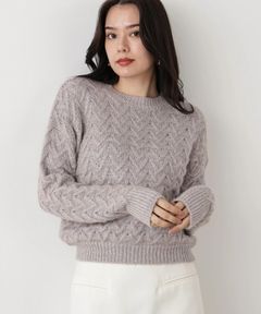 ラメケーブルニットプルオーバー(ピンク)ナイロン / 裏地なし / ストレッチあり / 0315270112