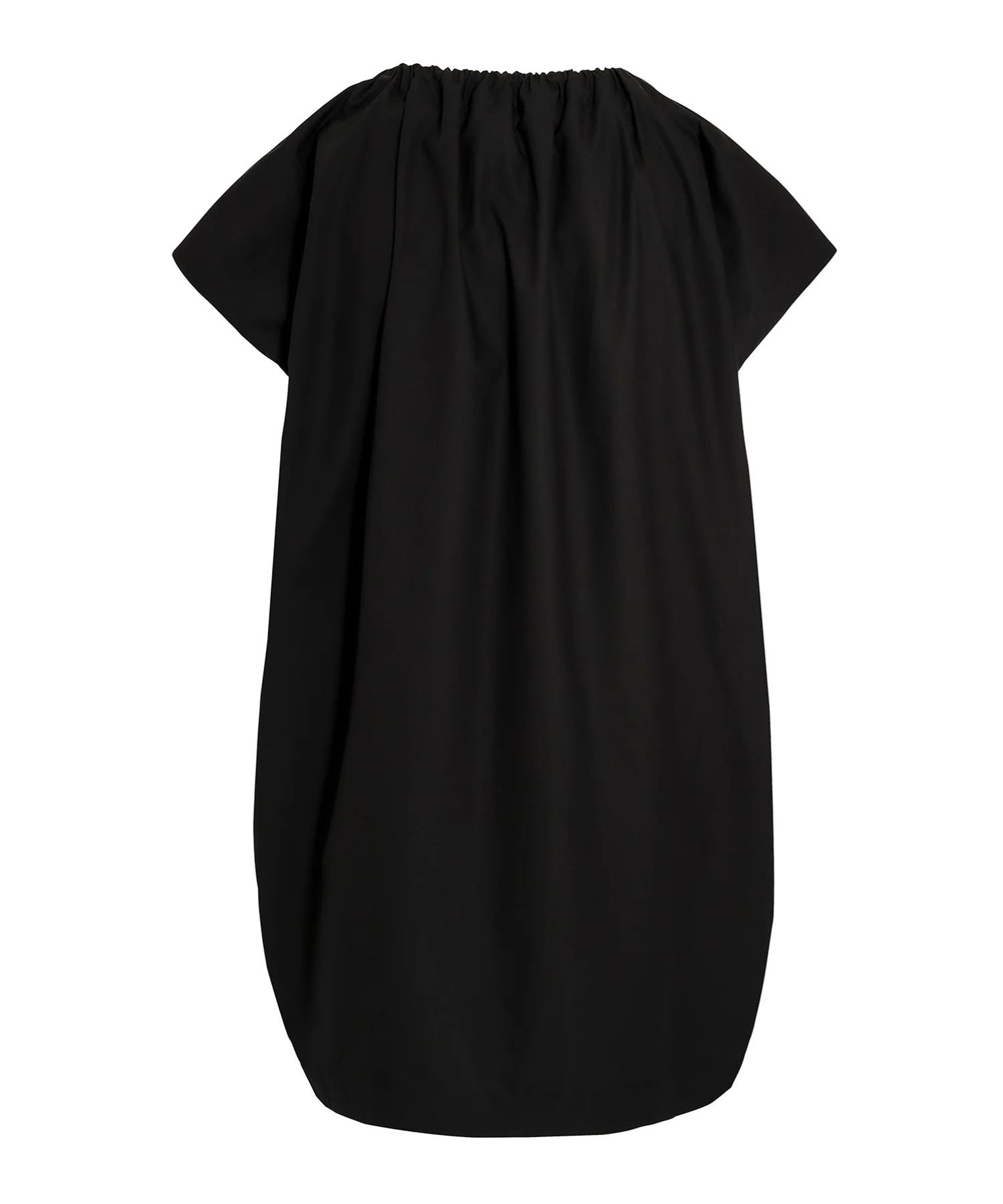 FERUSA フェルサ ワンピース (ブラック) 綿 / コクーンシルエット / 光沢有り / 首回りゴムコード / ポケット付き / LCKZ0257090528