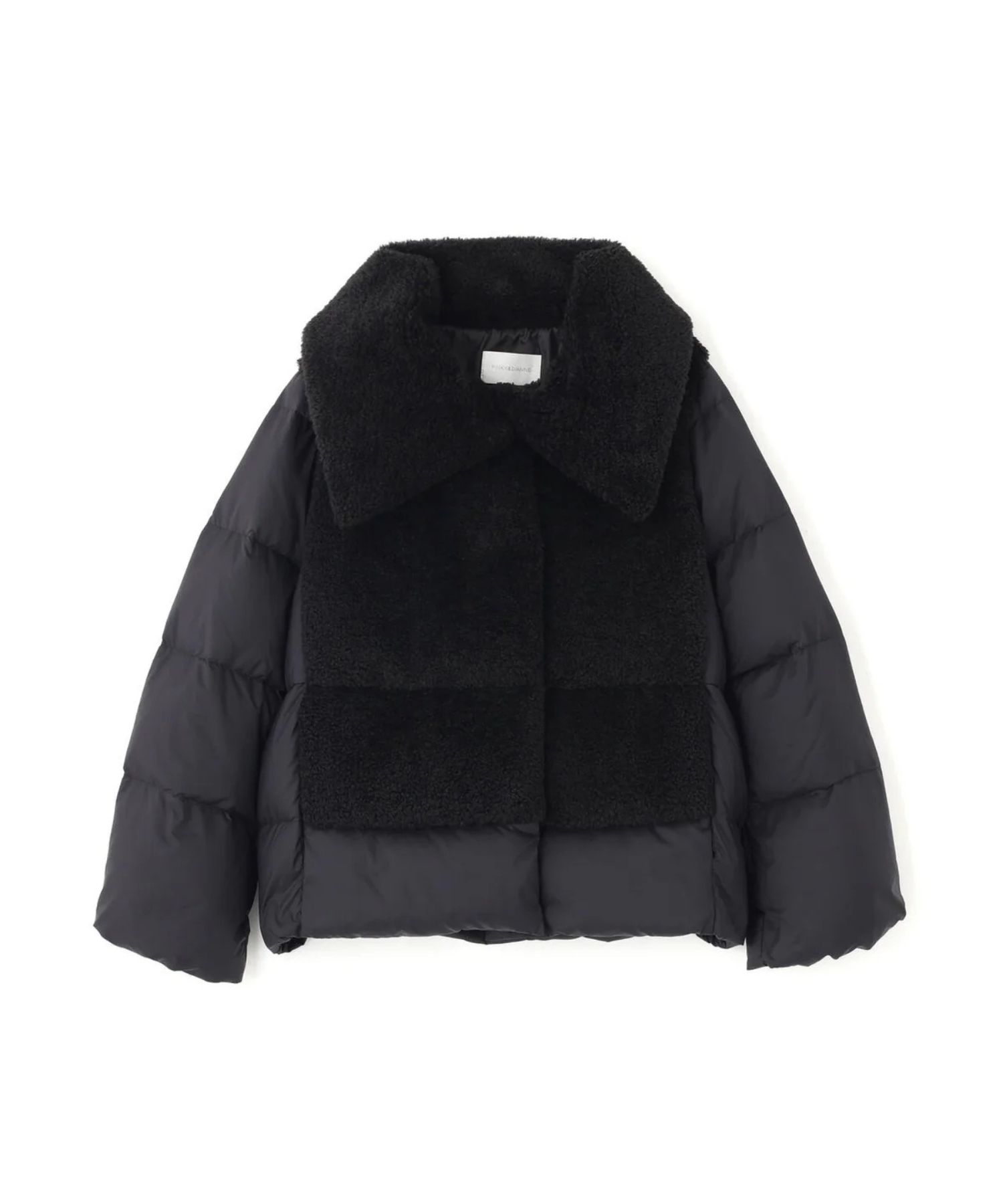 ファーコンビビックカラーミドルダウンコート(ブラック)ナイロン / 前ドット釦あき / 裏地付き / ポケット×2 / 0315252102