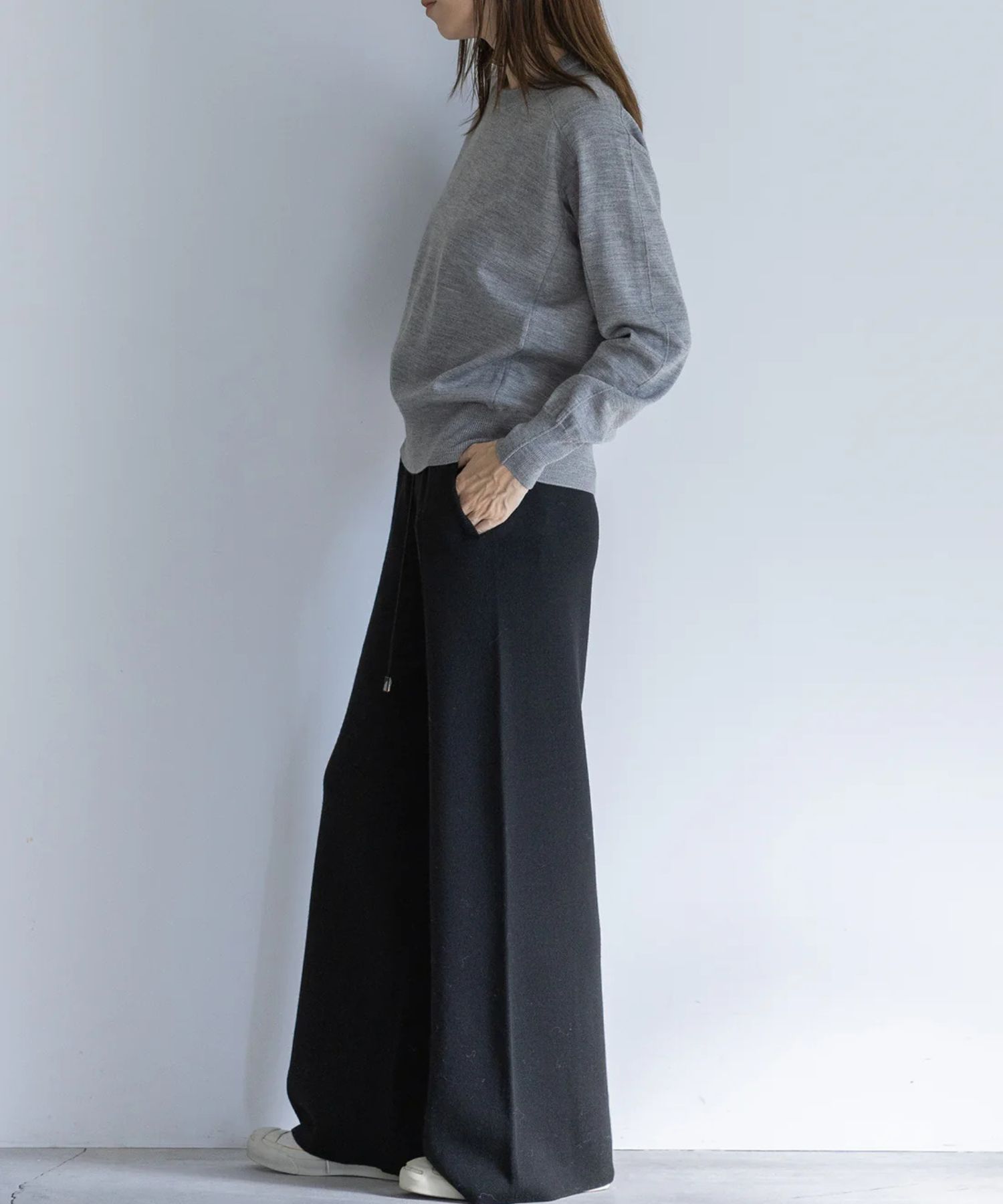 Re Stock Rws wool crew neck pullover (L.GREY) ウール/ 静電気防止 加工 / クルーネック  / 手洗可 / CT22391