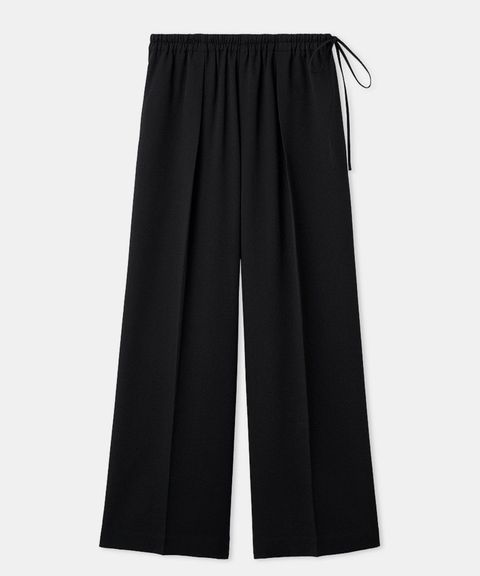 ストライプドビーイージーパンツ(ブラック) ポリエステル / ウエストゴム / ストレートワイドモデル / MWFP261103