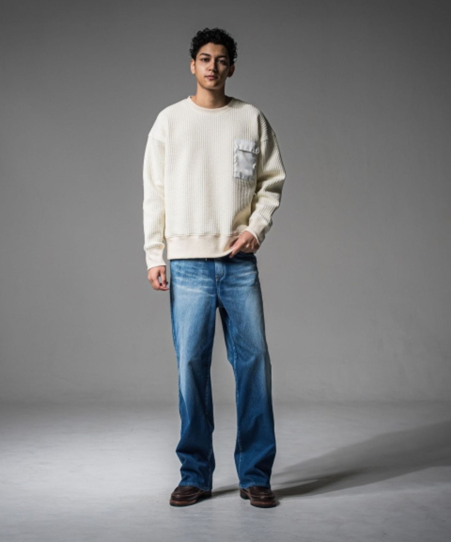 Stripe quilting drop trainer (OFF) コットン /   ストレッチスウェット / 胸ポケットサテン / キルティング / RC37-C-003
