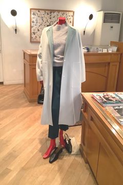 WOOL CASHMERE BY COLOR RIVER COAT / ウールカシミアバイカラーリバーコート - ミント - 0