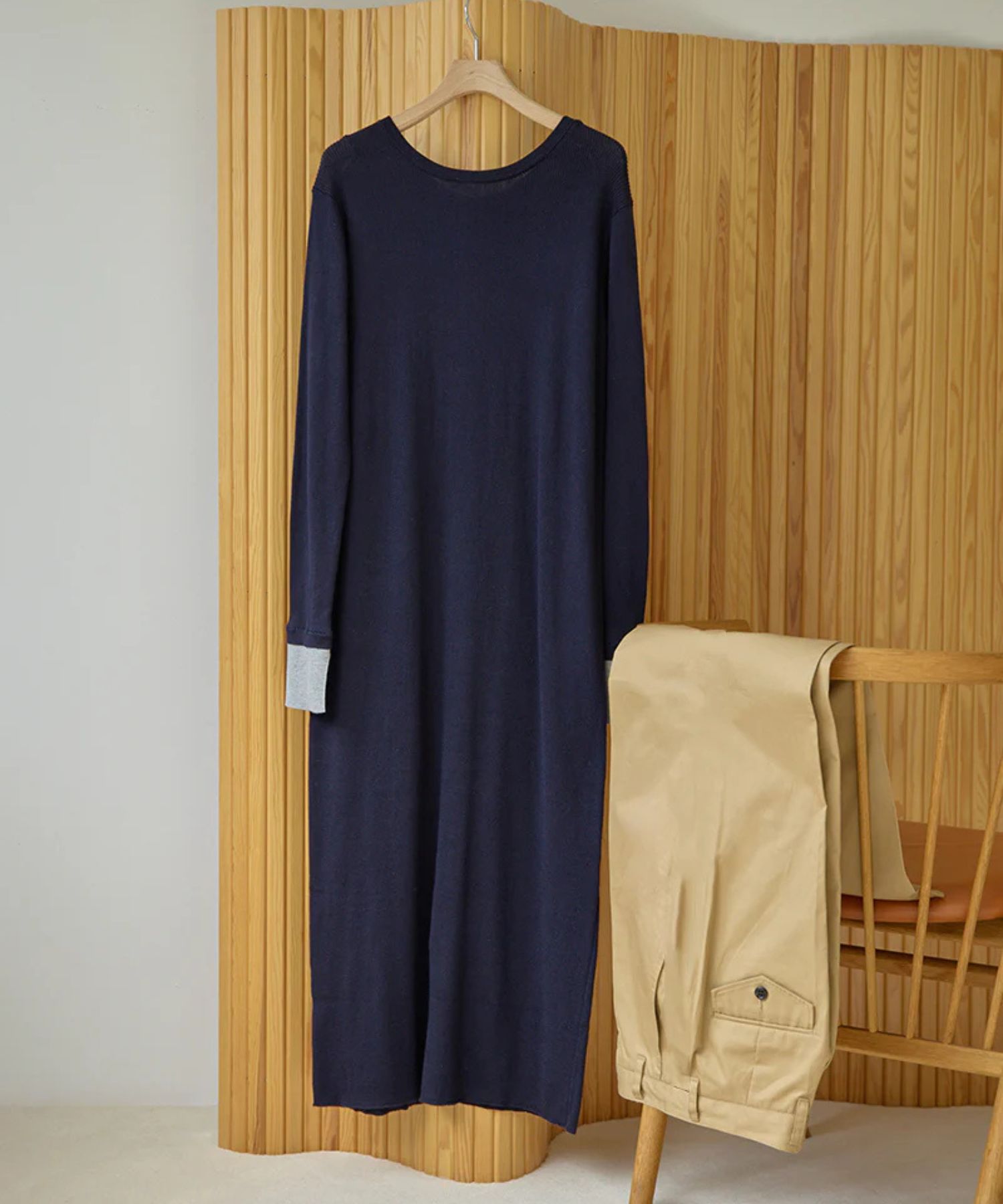 SEAISLAND COTTON 2WAY DRESS ( MIDNIGHT) コットン / 前後2WAY / レイヤードカフス / 柔らかい / ADWS-501-18