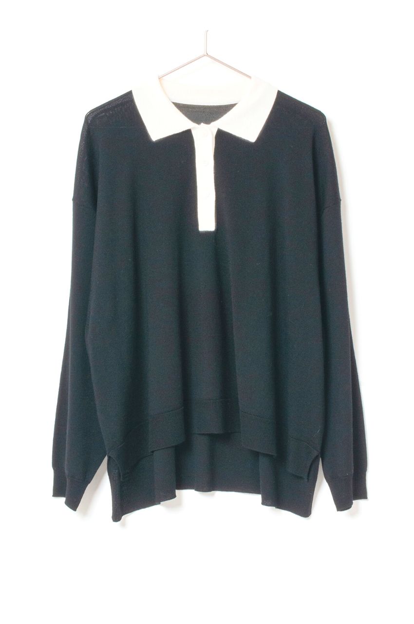 COLLARED PULLOVER SWEATER / 襟付きプルオーバーニット