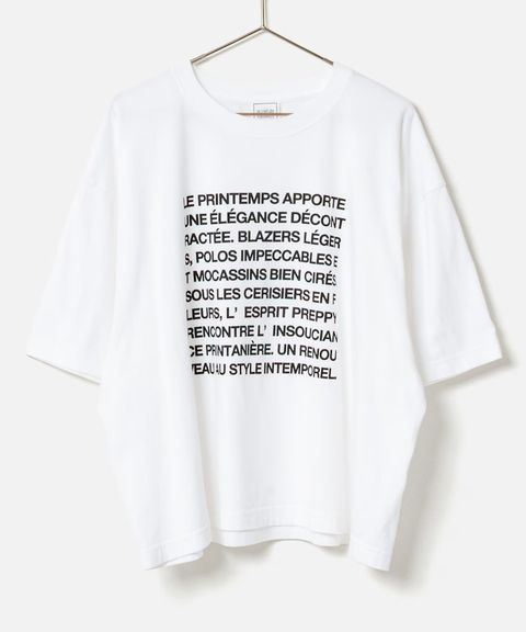 le ciel de HARRISS] BIG SILHOUETTE T-SHIRT_Message (ホワイト ) 綿 / フロントプリント / 首回りダブルステッチ / 手洗可 / BK261-13211
