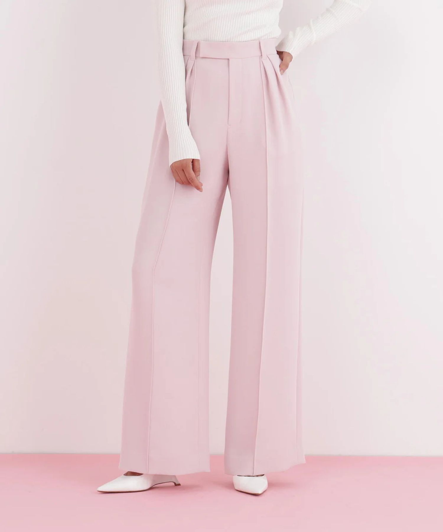 センターシームパンツ(フラミンゴピンク)ポリエステル/ ウエストゴム / 脚長効果 / ハイウエスト / ストレッチなし / 前ファスナーあき / 0316130104