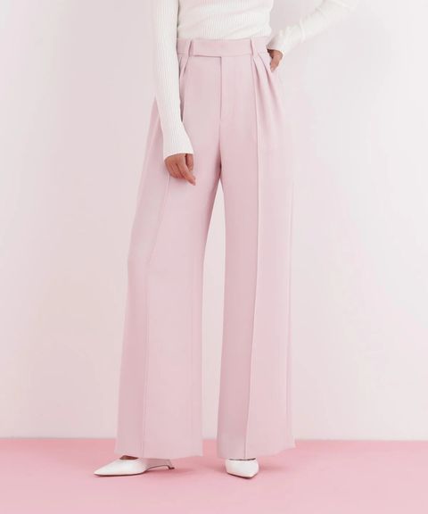 センターシームパンツ(フラミンゴピンク)ポリエステル/ ウエストゴム / 脚長効果 / ハイウエスト / ストレッチなし / 前ファスナーあき / 0316130104