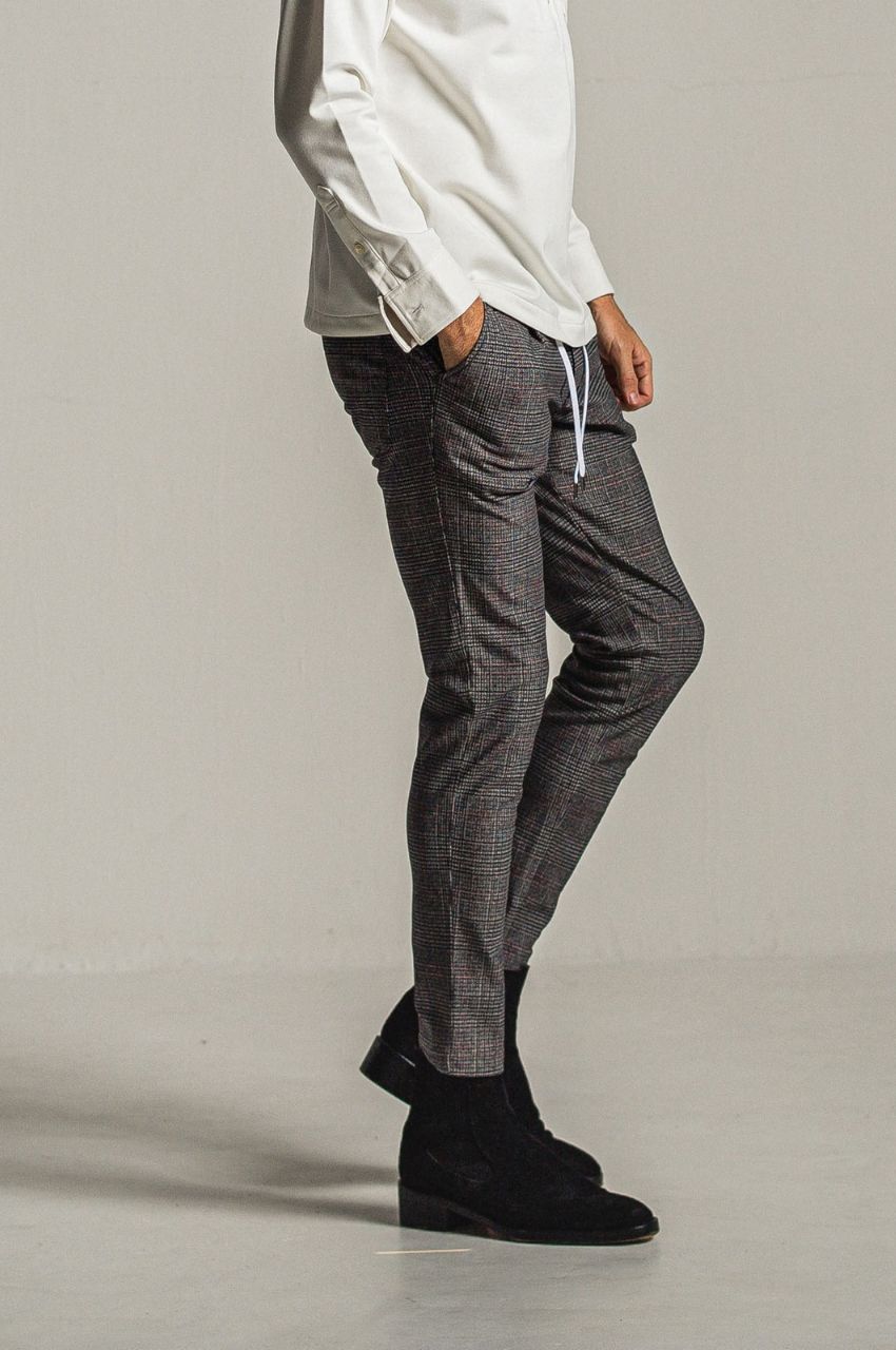 CHRIS EASY HEAT TUCK PANTS (GLENCHECK) ナイロン / スラッシュサイドポケット / 裏起毛 / ベルトループ / RC34-ST-016HT-2
