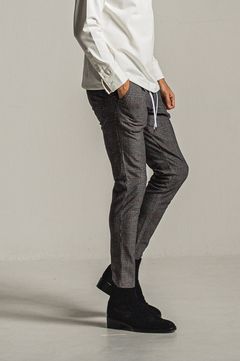 CHRIS EASY HEAT TUCK PANTS (GLENCHECK) ナイロン / スラッシュサイドポケット / 裏起毛 / ベルトループ / RC34-ST-016HT-2