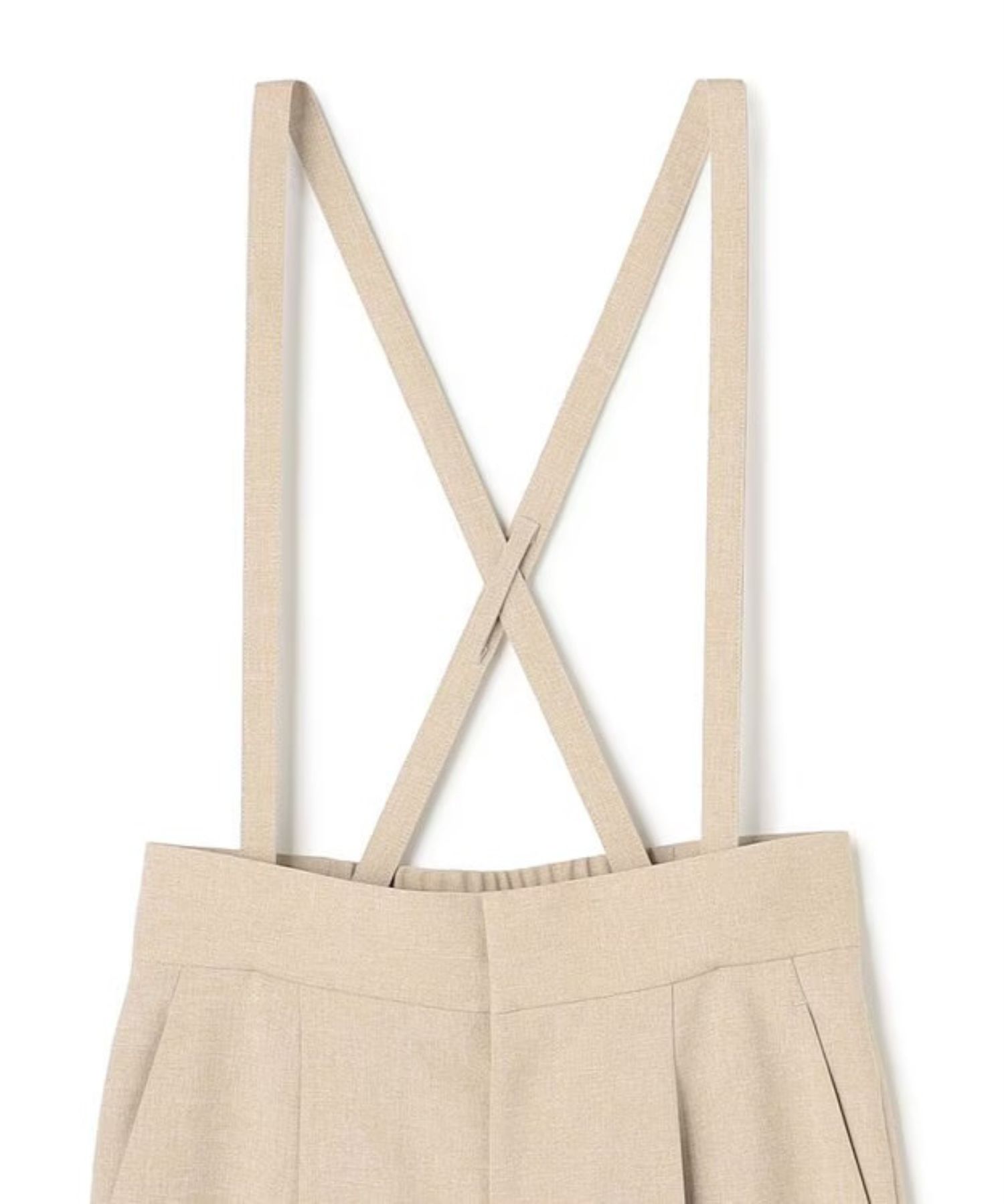 ウォッシャブルドライサップワイドパンツ(シャンブレーベージュ) ポリエステル / サスペンダー付き / ハイウエスト / センタープレス / バックスタイルゴム / PRUVLM0401