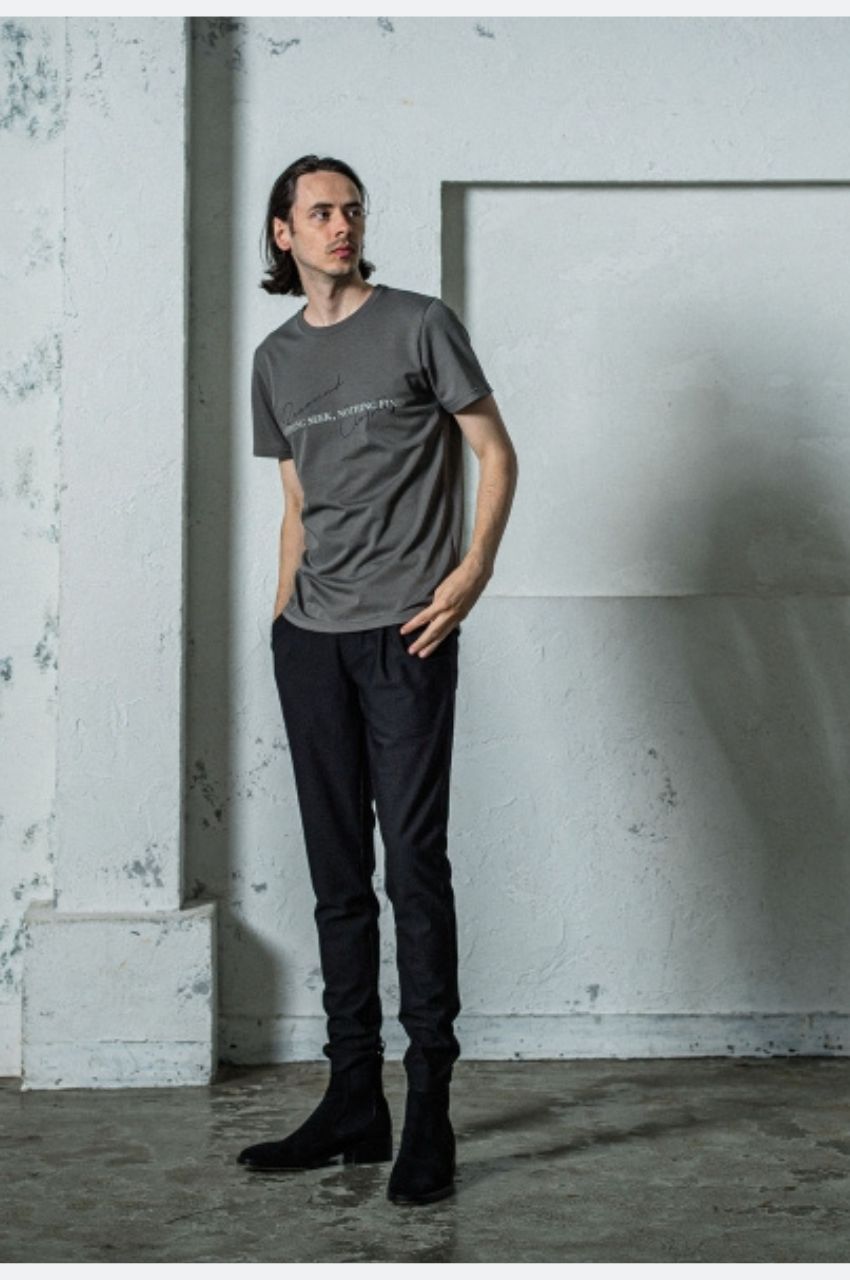 NSNF BASIC TEE (グレー) コットン / フロントロゴ / UVカット / タイトシルエット/ 手洗い可  / RC35-T-003