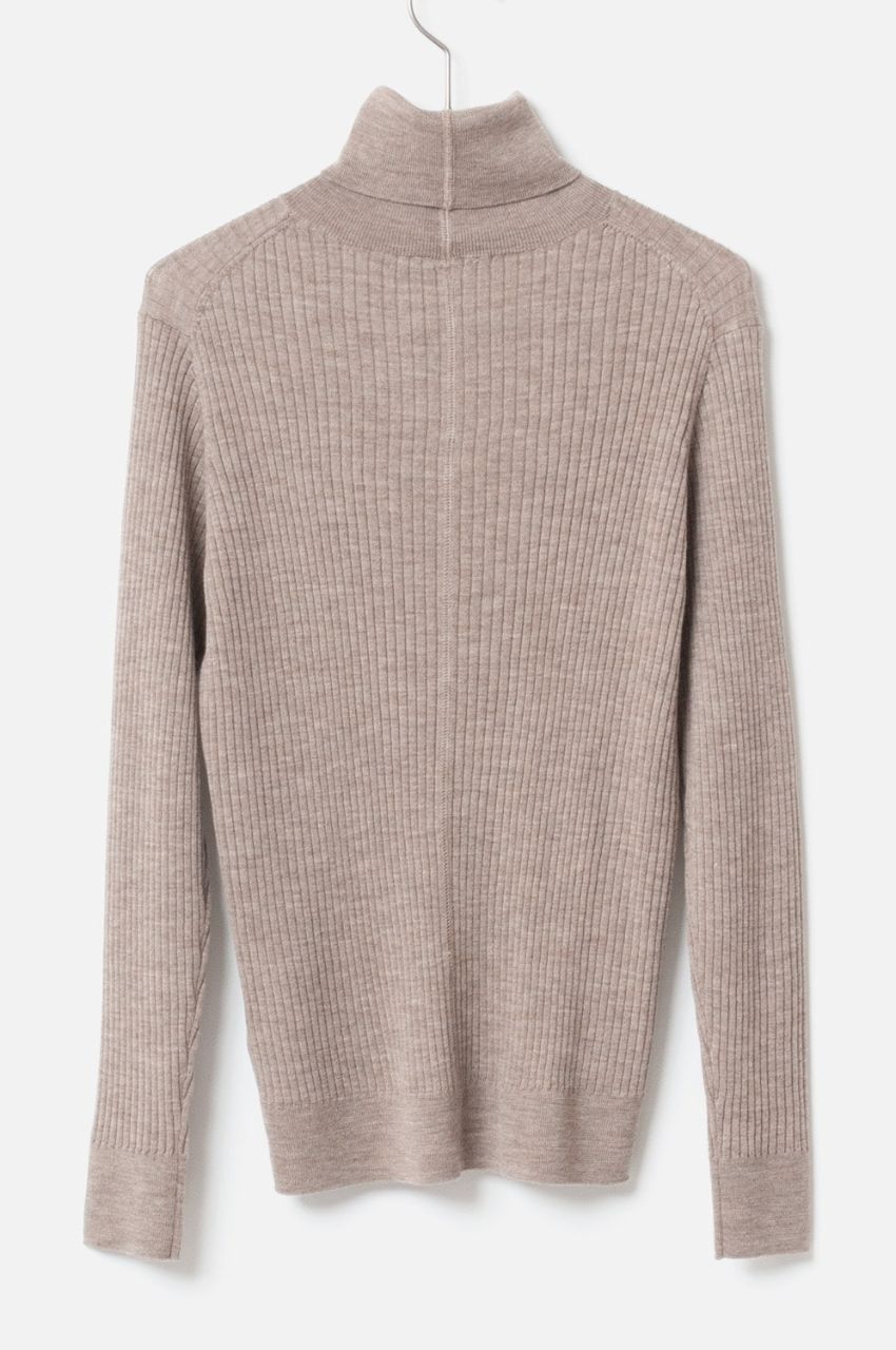 Turtleneck Rib Knit (ベージュ) 毛 / フィット感有り /Biella Yarn/ 柔らかい   /FN242-11451