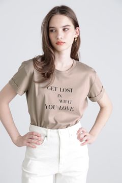 ロゴTシャツ（ベージュ）綿 100％ / ストレッチ / ウォッシャブル / 日本製