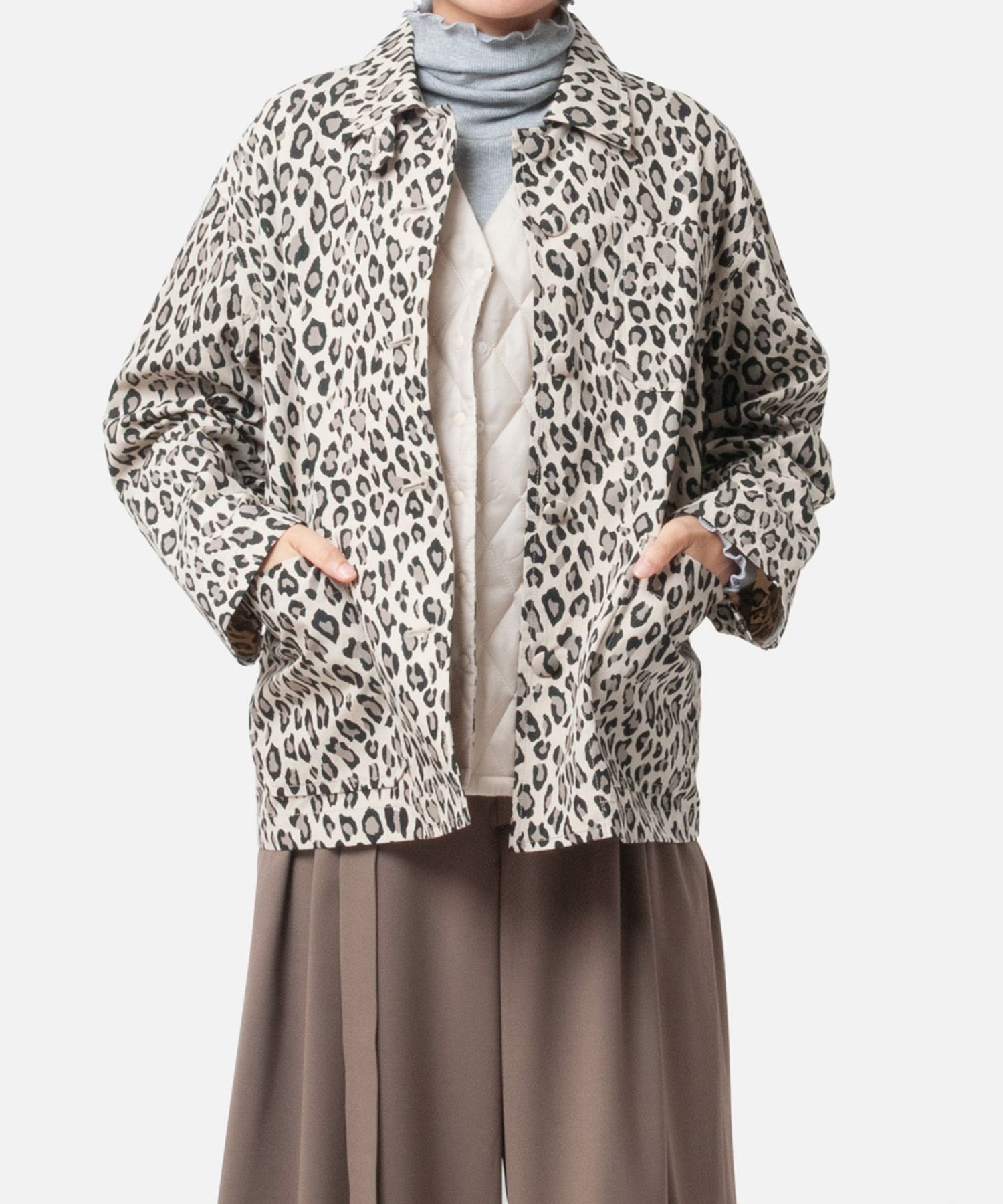 [Harriss × Keiko Okamoto] Cut-rib long turtleneck sweater (Gray) 綿 / ロングタートルネック / メローロック / 手洗可 / OK252-45231
