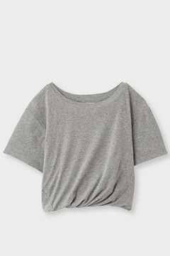 ツイストディティールクロップドTシャツ(グレー)綿100% / ウォッシャブル
