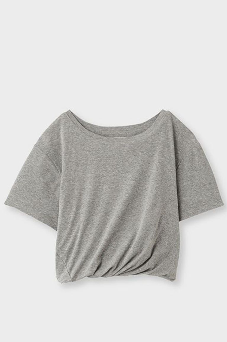 MIESROHE - ツイストディティールクロップドTシャツ(グレー)綿100 