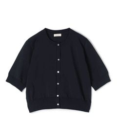 ドライポリエステルコットン ショートカーディガン (ネイビー ) ポリエステル / ドライタッチ / 薄手 / 手洗い可 / 22-02-51-02703