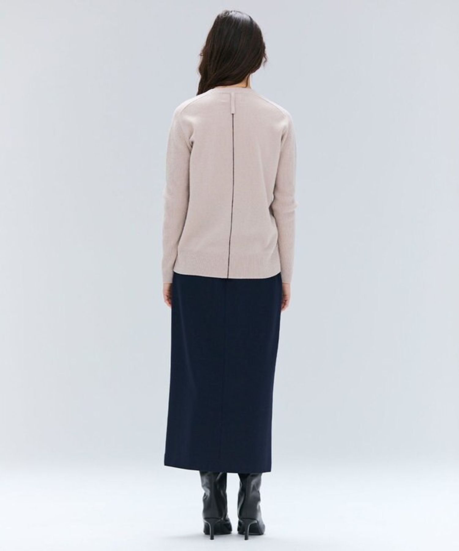 POMPE / ウールカシミヤ配色ラインクルーネックニット (Taupe×Bordeaux ) ウール / 手洗可 / カシミア混 / KRCWGW0400