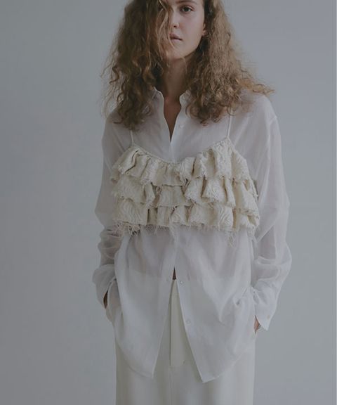 シアーコットンシャツ(ホワイト)綿100% / シアー素材 / 手洗い可 / 1226210063