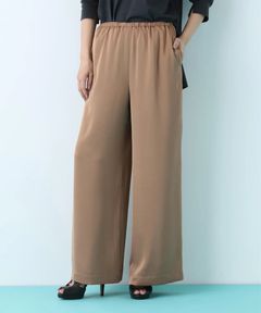 サテンワイドパンツ(キャメル)ポリエステル / ストレッチ性あり / ショート丈裏地付き / 前ポケット×2 、後ろ飾りポケット×2 / ウエストゴム ＋共ヒモ / 0316130223