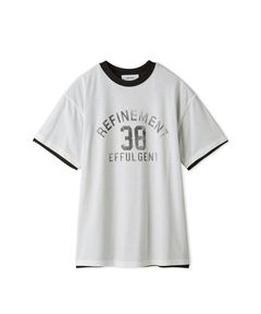 オーバーサイズプリントリンガーTシャツ (WHT) 綿 / ロゴプリント / 肌触り滑らか / 手洗可 /09WCT254035