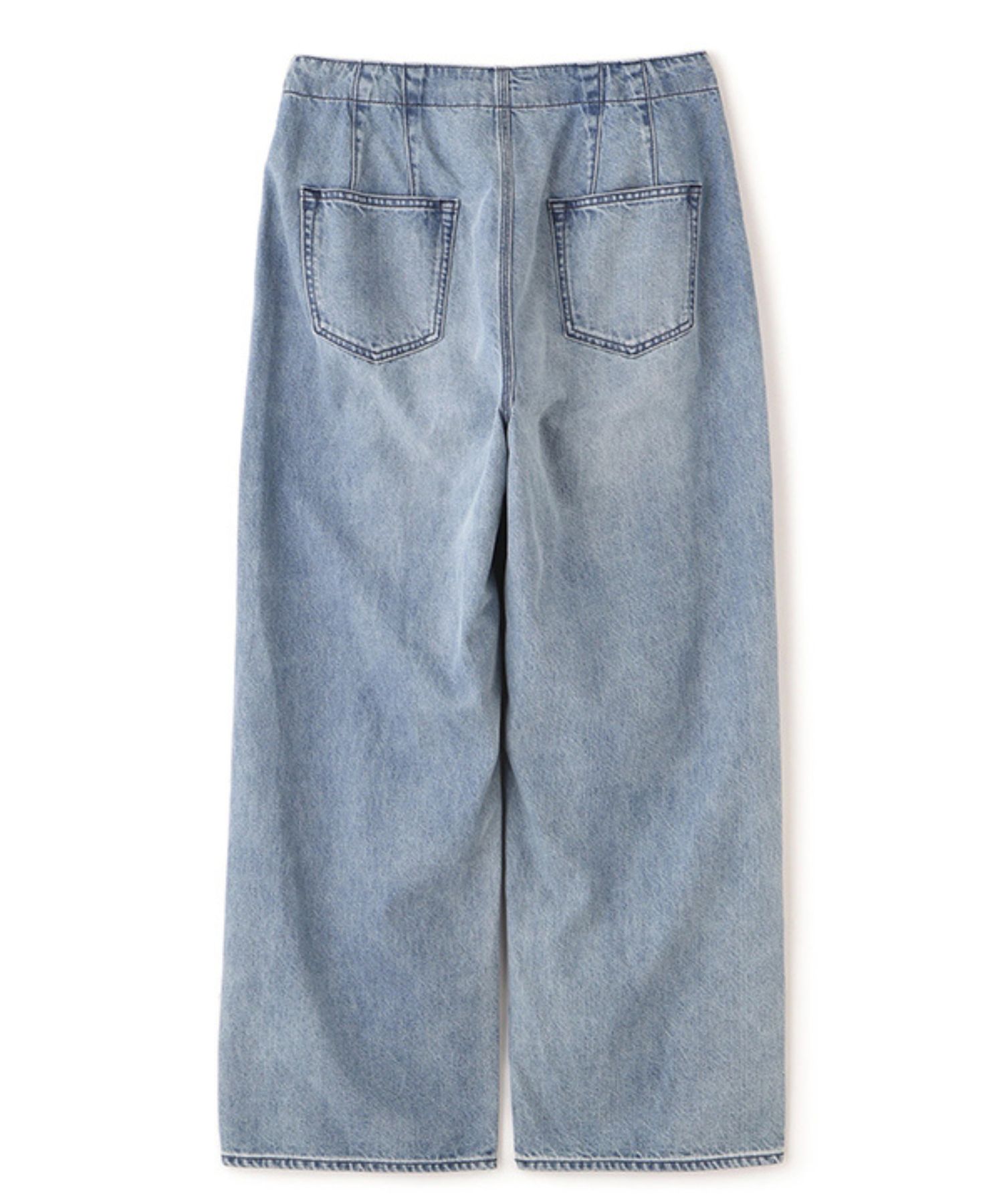 デニムタックワイドパンツ (BLUE) 綿 / ライトオンス / フロントタッ ク / 手洗可 / 1226122056