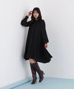 タックフレアジョーゼットワンピース(ブラック)ポリエステル / 見頃裏地付き / 後ファスナー / 0315240125